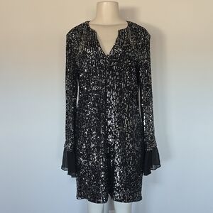 Calvin Klein black/silver sequin long sleeve sequin dress-12